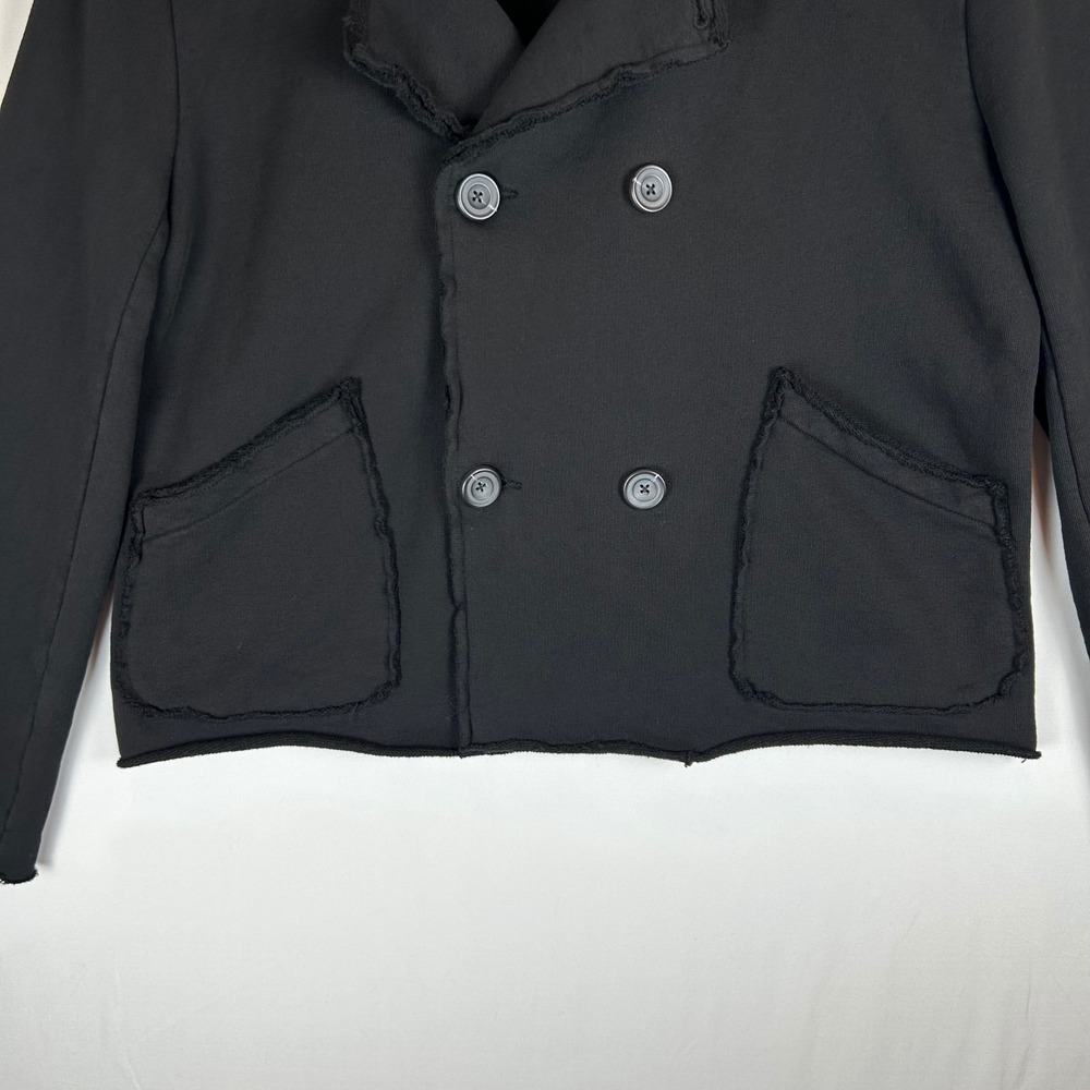 Frank & Eileen Mini Belfast Crop Knit Pea Coat Black Cotton Medium LABCROP - Picture 7 of 11